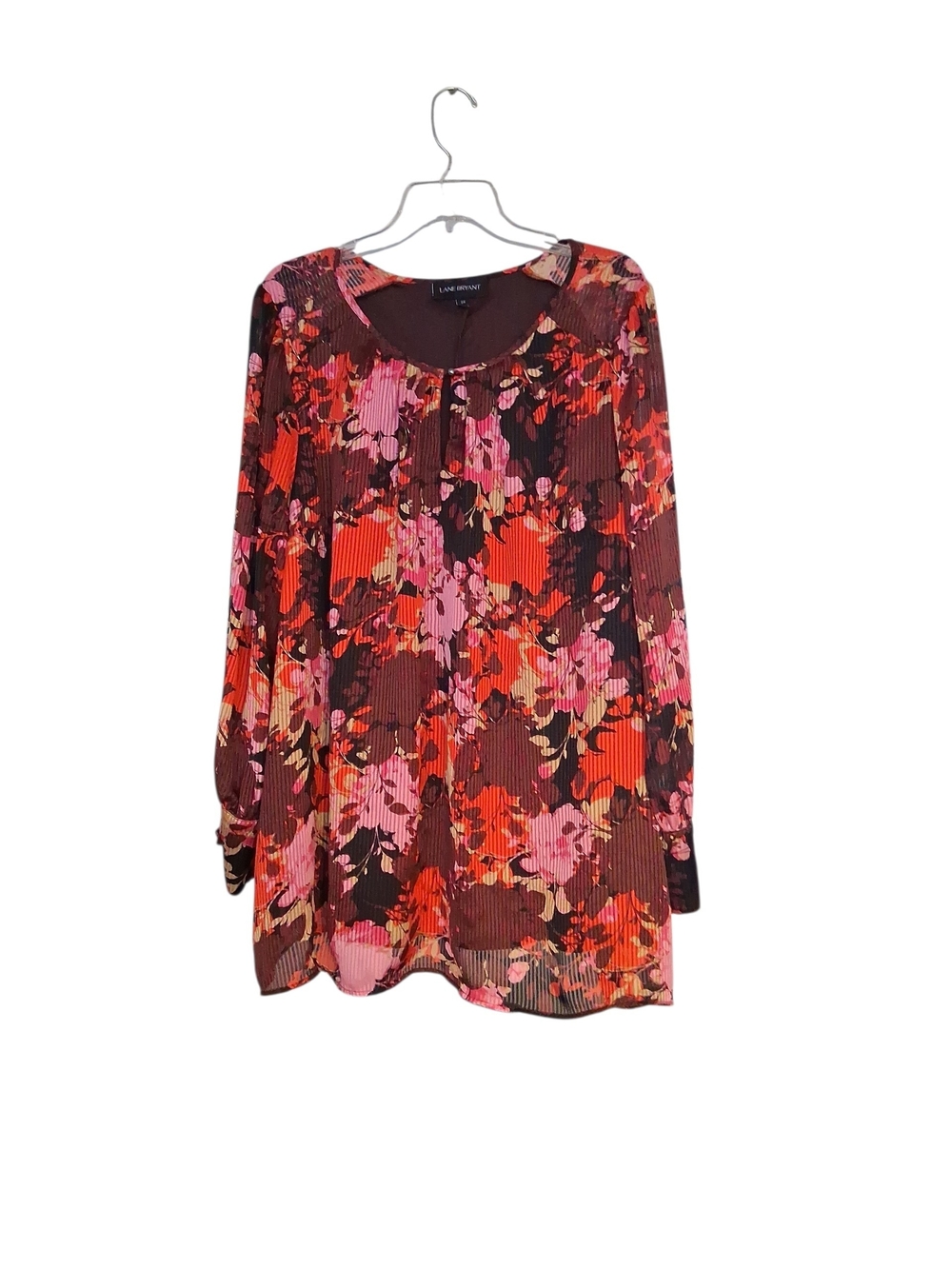 Lane Bryant Floral Pintuck Tunic - Pink & Red Size 24